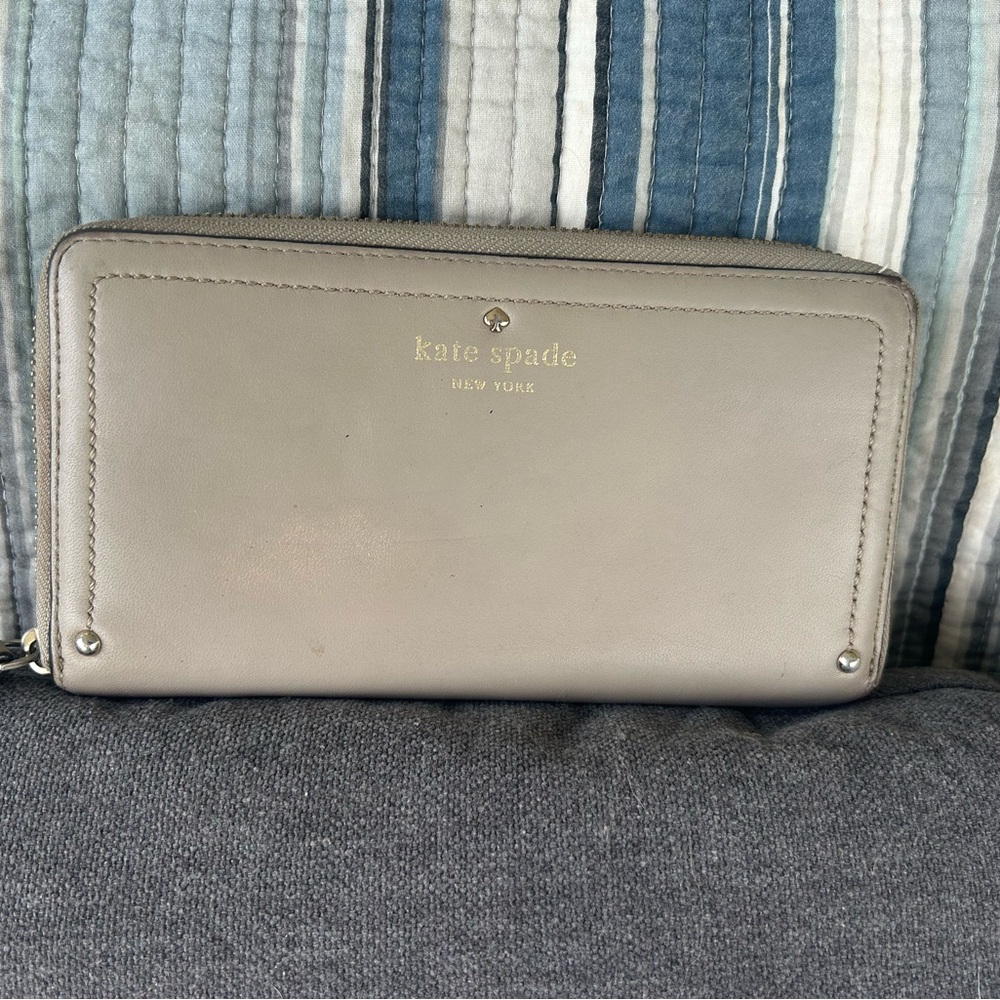 kate spade Cream Zip-Around Wallet with Gold Hardware “Storybook wallet”
